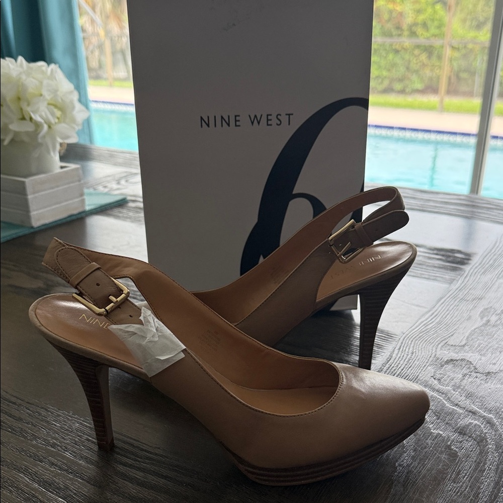 Nine West Brown Slingback Heels